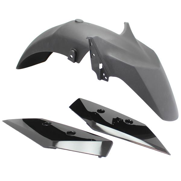 GARDE BOUE AVANT ADAPT. YAMAHA XMAX 125CC 2018-2022  / XMAX 300CC 2017-2022  / XMAX 400CC 2018-2020  NOIR BRILLANT  (3 PIECES)