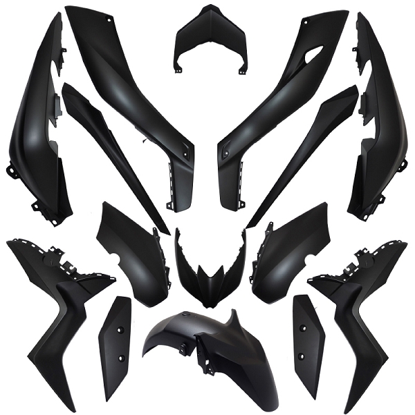 KIT CARROSSERIE ADAPT. YAMAHA XMAX 125CC 2018-2022  / XMAX 300CC 2017-2022  / XMAX 400CC 2018-2020  NOIR MAT (15 PIECES)