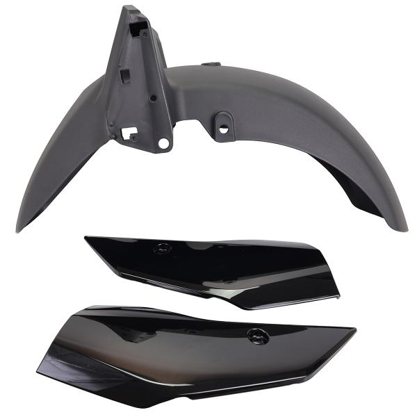 GARDE BOUE AVANT ADAPT. YAMAHA XMAX 125-300CC 2023-2026  NOIR BRILLANT  (3 PIECES) (OEM : BKA-F1511 + BKA-F1513 BKA-F1514)