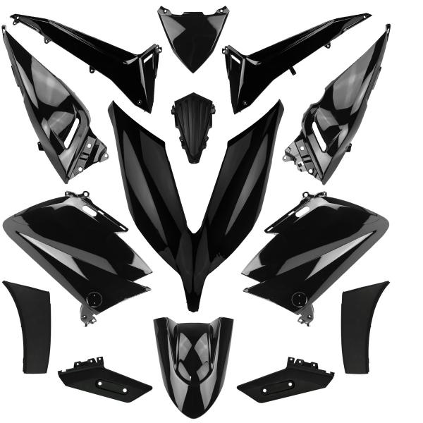 KIT CARROSSERIE ADAPT. YAMAHA TMAX 530CC 2015-2016 NOIR BRILLANT (14 PIECES)