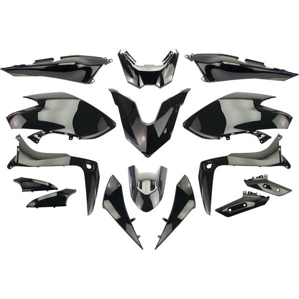 KIT CARROSSERIE ADAPT. YAMAHA TMAX 530cc 2017-2019  SX / DX  NOIR BRILLANT (15 PIECES)