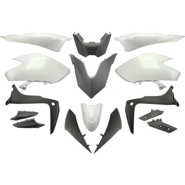 KIT CARROSSERIE ADAPT. YAMAHA TMAX 530cc 2017-2019  SX / DX  WHITE COMPETITION (15 PIECES)