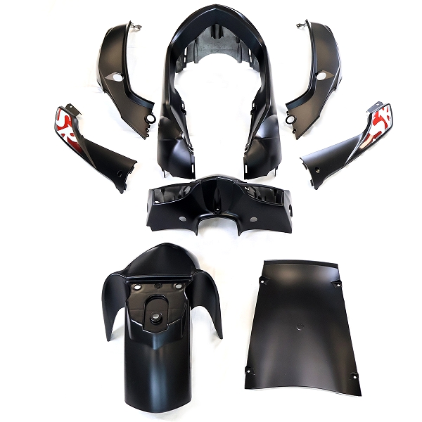 KIT CARROSSERIE ADAPT. SYM SYMPHONY SR50-125CC 2010-2020 NOIR MAT (8 PIECES )
