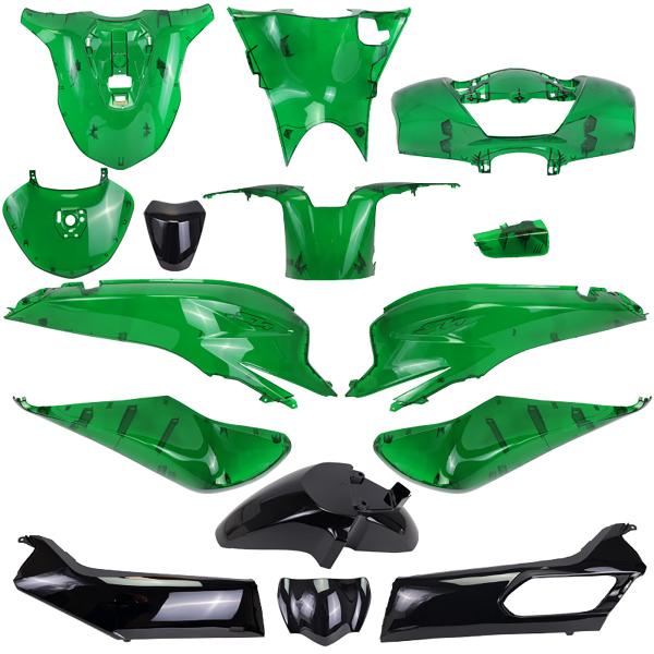KIT CARROSSERIE ADAPT. HONDA SH125-150CC 2020-2024  VERT TRANSPARENT  (15 PIECES ) ( G216 )