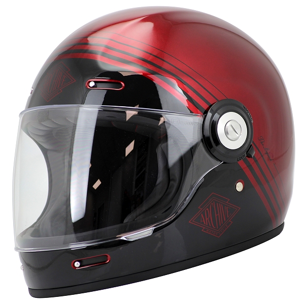 CASQUE INTEGRAL ARCHIVE VINTAGE THE LEGEND FIBRE SHINY RED TAILLE XXL