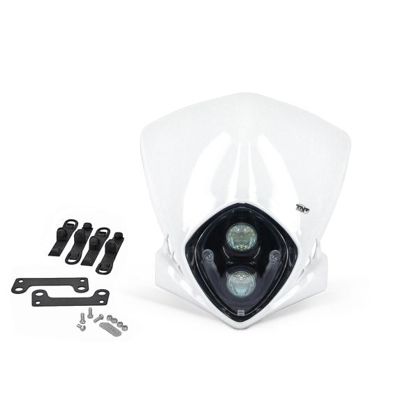 TETE DE FOURCHE ENDURO BI HALOGENE DUKE BLANC *
