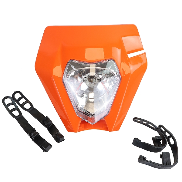 PLAQUE PHARE / TETE DE FOURCHE MOTO UNIVERSEL TYPE KTM ORANGE*