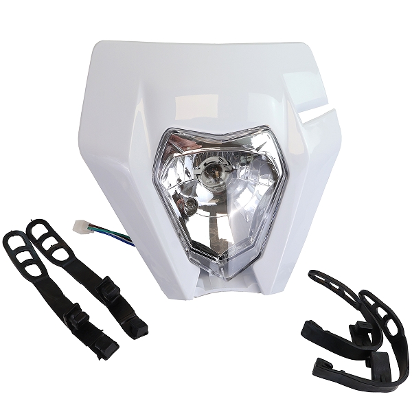 PLAQUE PHARE / TETE DE FOURCHE MOTO UNIVERSEL TYPE KTM BLANC*
