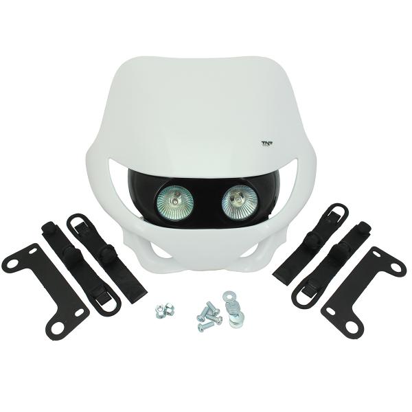 TETE DE FOURCHE ENDURO HALOGENE DOUBLE OPTIQUE BLANC *
