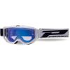 MASQUE / LUNETTES CROSS MOTO PROGRIP 3300 FL VISION GO MULTILAYERED BLANC MAT ECRAN MIROIR BLEU ANTI-RAYURES/ANTI U.V./ANTI-BUEE (HOMOLOGUE CE-EN-N- AC-96025 REV.2)