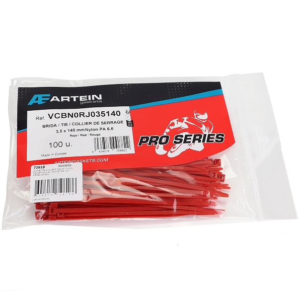 SACHET DE COLLIERS RISLAN  NYLON ROUGE 3.5X140  (SACHET DE 100 PIECES)