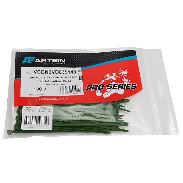 SACHET DE COLLIERS RISLAN  NYLON VERT 3.5X140  (SACHET DE 100 PIECES)