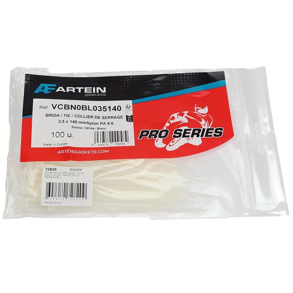 SACHET DE COLLIERS RISLAN  NYLON BLANC 3.5X140  (SACHET DE 100 PIECES)
