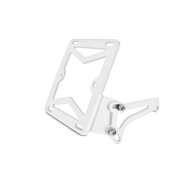 SUPPORT LATERAL PLAQUE IMMATRICULATION ADAPT. MBK BOOSTER / NITRO / YAMAHA BWS / AEROX BLANC