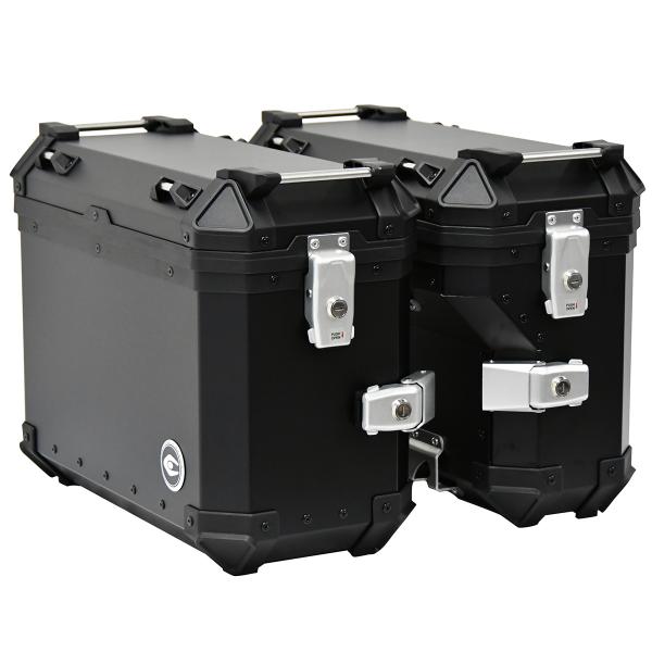 VALISES MOTO LATERALES COOCASE X2 ALUMINIUM SERIES 36 LITRES (LA PAIRE) NOIR (S - SHAPE)