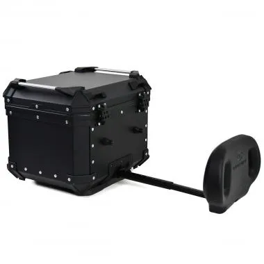 TOP CASE MOTO / SCOOTER COOCASE ALUMINIUM SERIES 45 LITRES AVEC DOSSERET AJUSTABLE   (LIVRE AVEC PLATINE) NOIR