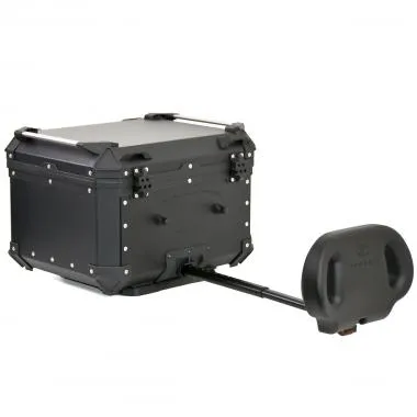 TOP CASE MOTO / SCOOTER  COOCASE ALUMINIUM SERIES 55 LITRES AVEC DOSSERET AJUSTABLE  (LIVRE AVEC PLATINE) NOIR