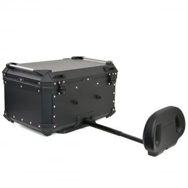 TOP CASE MOTO / SCOOTER  COOCASE ALUMINIUM SERIES 65 LITRES AVEC DOSSERET AJUSTABLE   (LIVRE AVEC PLATINE) NOIR