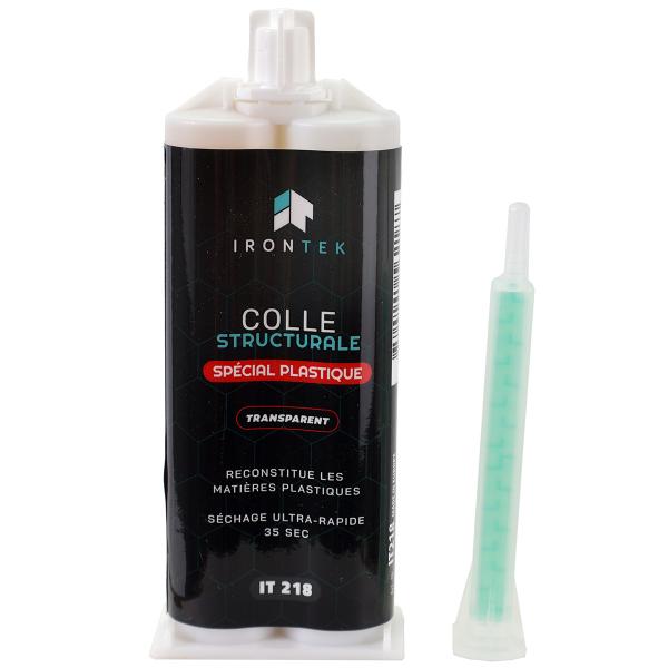 COLLE STRUCTURALE TRANSPARENT 2K PLASTIQUE 35 SEC 50ML  ( IRONTEK IT218 )