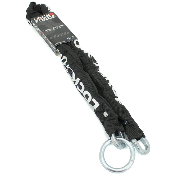 CHAINE ANTIVOL LOCKFORCE LASSO CHAINE Ø9.5mm ANNEAU Ø10mm AVEC FOURREAU TISSU NOIR 1.20m NON SRA