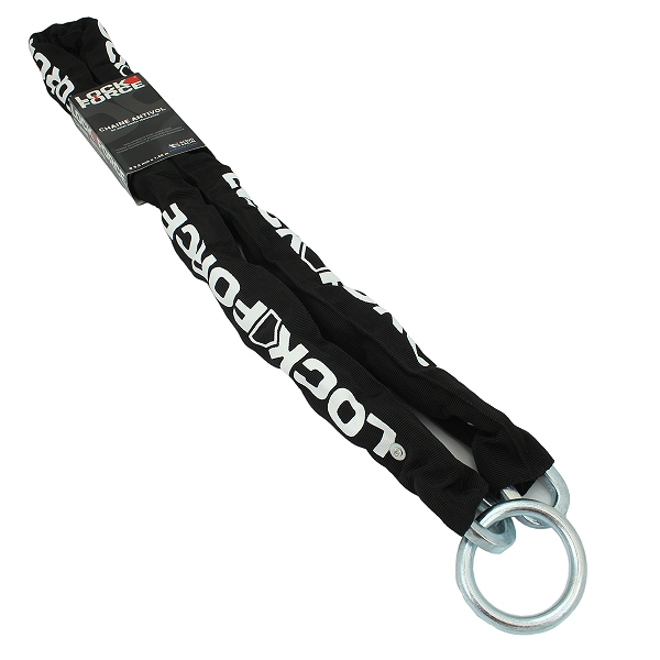 CHAINE ANTIVOL LOCKFORCE LASSO CHAINE Ø9.5mm ANNEAU Ø10mm AVEC FOURREAU TISSU NOIR 1.50m NON SRA
