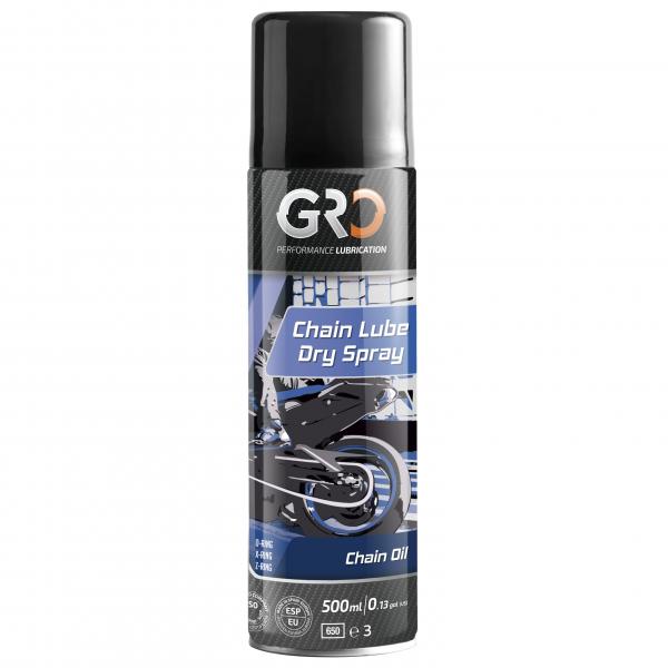 GRAISSE CHAINE GLOBAL RACING OIL SPRAY GRO CHAINE LUBE DRY ( 500 ML ) ( GRAISSE AU PTFE )