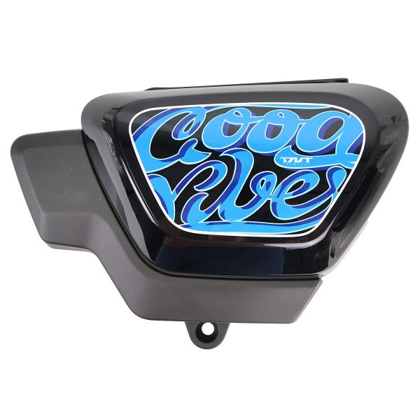 CACHE ARRIERE GAUCHE TNT MOTOR GOOD  VIBES BLANC E5 STICKER BLEU