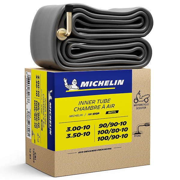 CHAMBRE A AIR SCOOT 10" 3.00X 10. 3.50 X 10. 100/80-10. 100/90-10. 90/90-10. MICHELIN 10B4 (VALVE COUDEE 90°)(733003)