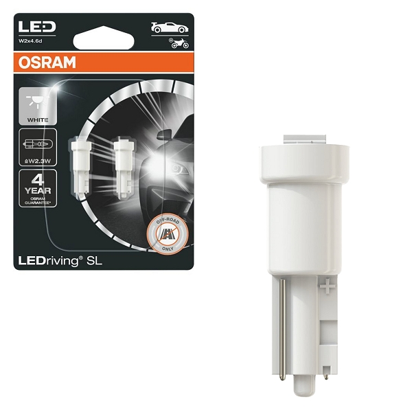 AMPOULE/LAMPE OSRAM 12V 0.25W LEDriving CULOT W2x4.6d 6000K ECLAIRAGE WEDGE BLANC FROID NORME T5/W2.3W (TEMOIN OU COMPTEUR) (BLISTER DE 2) *