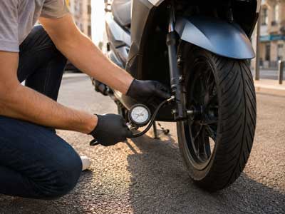 Vérification pression pneus scooter 50cc 125cc par forte chaleur été