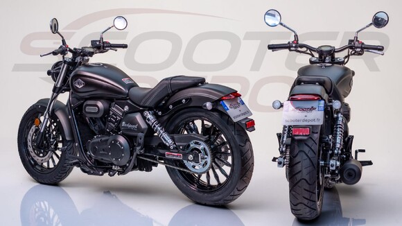 Moto 125cc ARCHIVE MOTORCYCLE BLACKPEARL noir mat – vue arriere