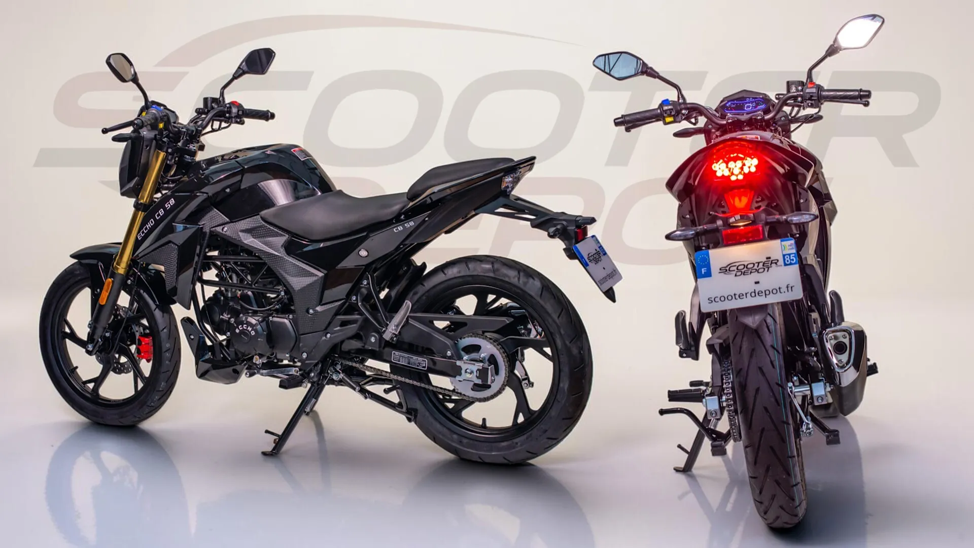 ECCHO CB 50 BLACK 2027 – Moto 50cc basse, légère, et Full LED