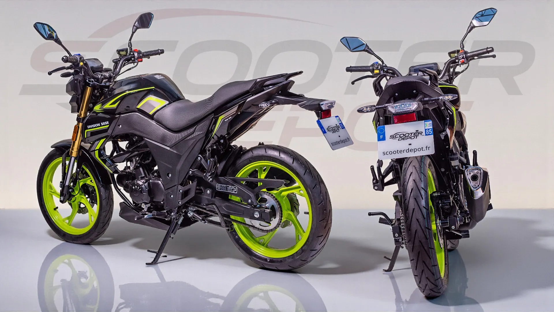 Moto 50cc ECCHO SR 50 2026 : Look MT & Jantes Jaune Fluo