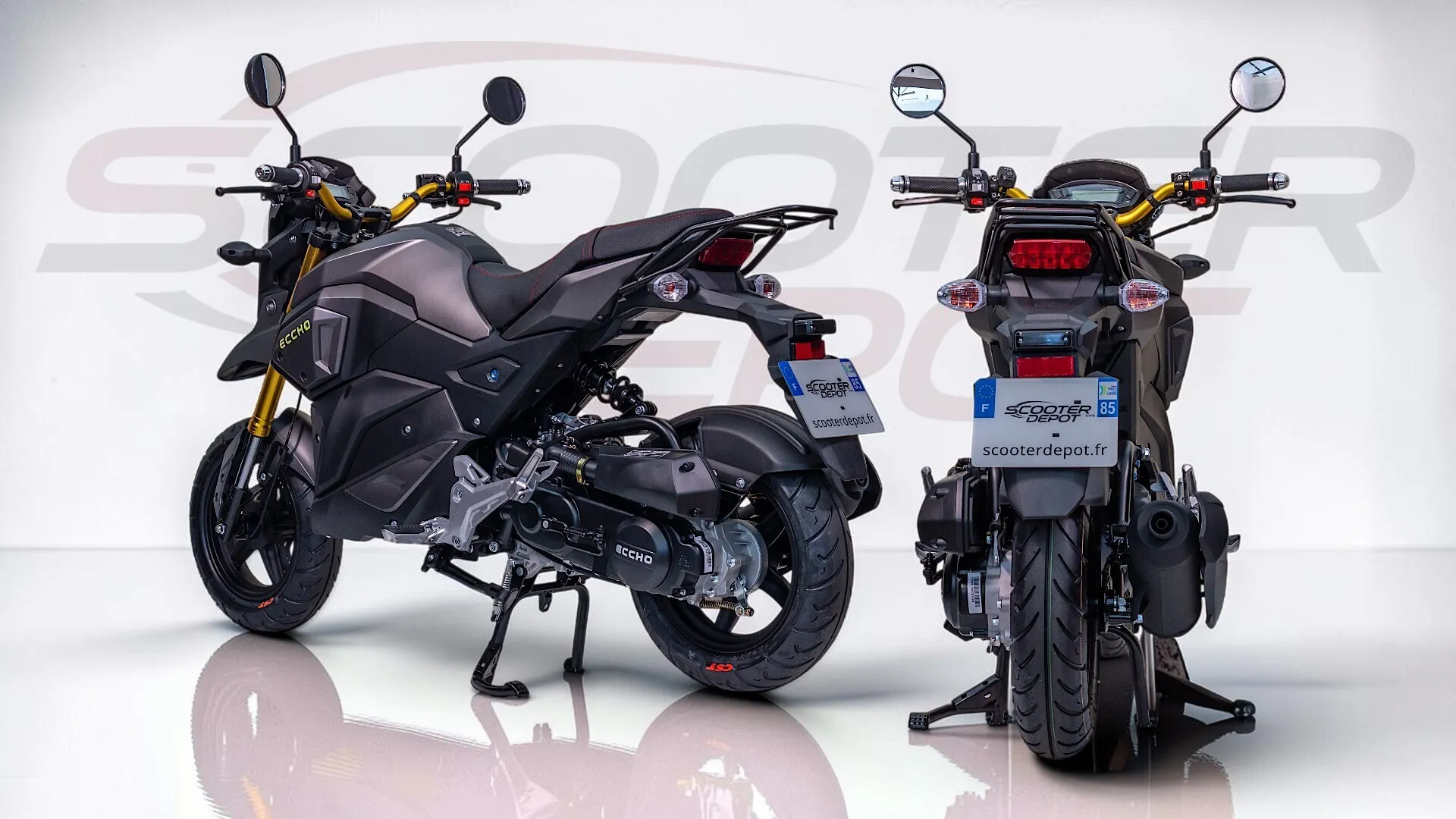 ECCHO STRIKE 50 Gris Mat - Moto 50cc 4T Automatique Moderne