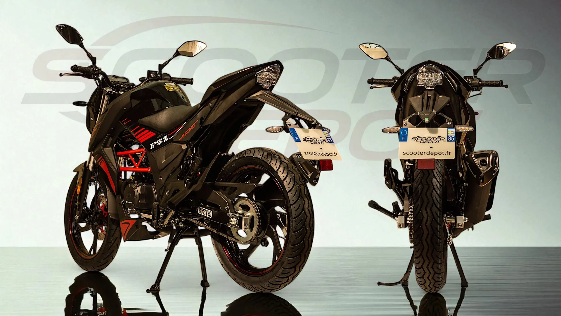 Moto FOSTI F51 50cc noire : moto 50 dès 14 ans au style racé