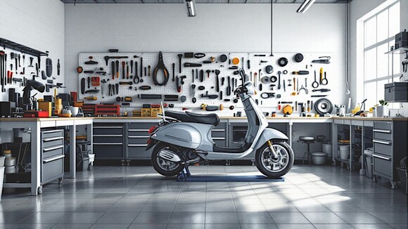 L'atelier et le garage SCOOTER DEPOT