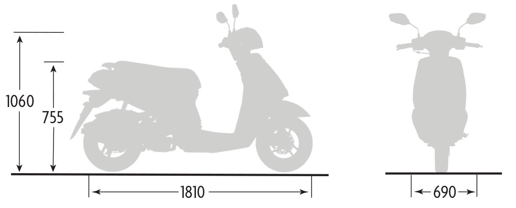 Dimensions du scooter 50cc TNT JUNIOR