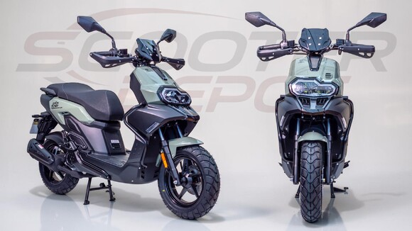 Scooter 50cc TNT MOTOR ESCAPE BAROUDEUR vert sauge – vue avant