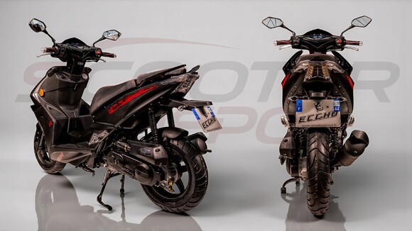 Scooter 50cc ECCHO FAST BLACK II noir mat et rouge  – vue arriere