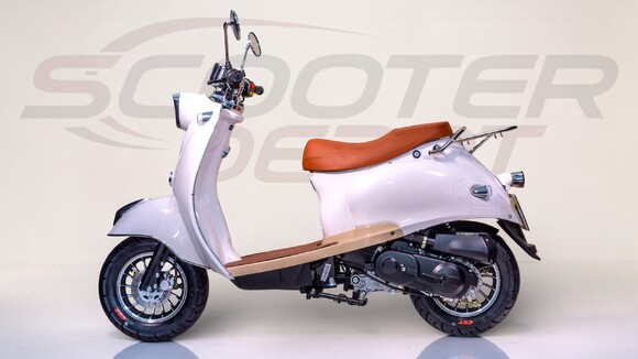 Scooter 50cc vintage RETRO blanc – vue gauche