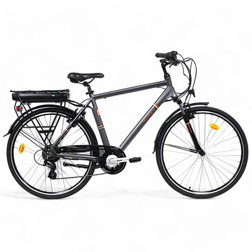 Vélo électrique de ville pour homme BELLEVILLE 28 - Gris-orange