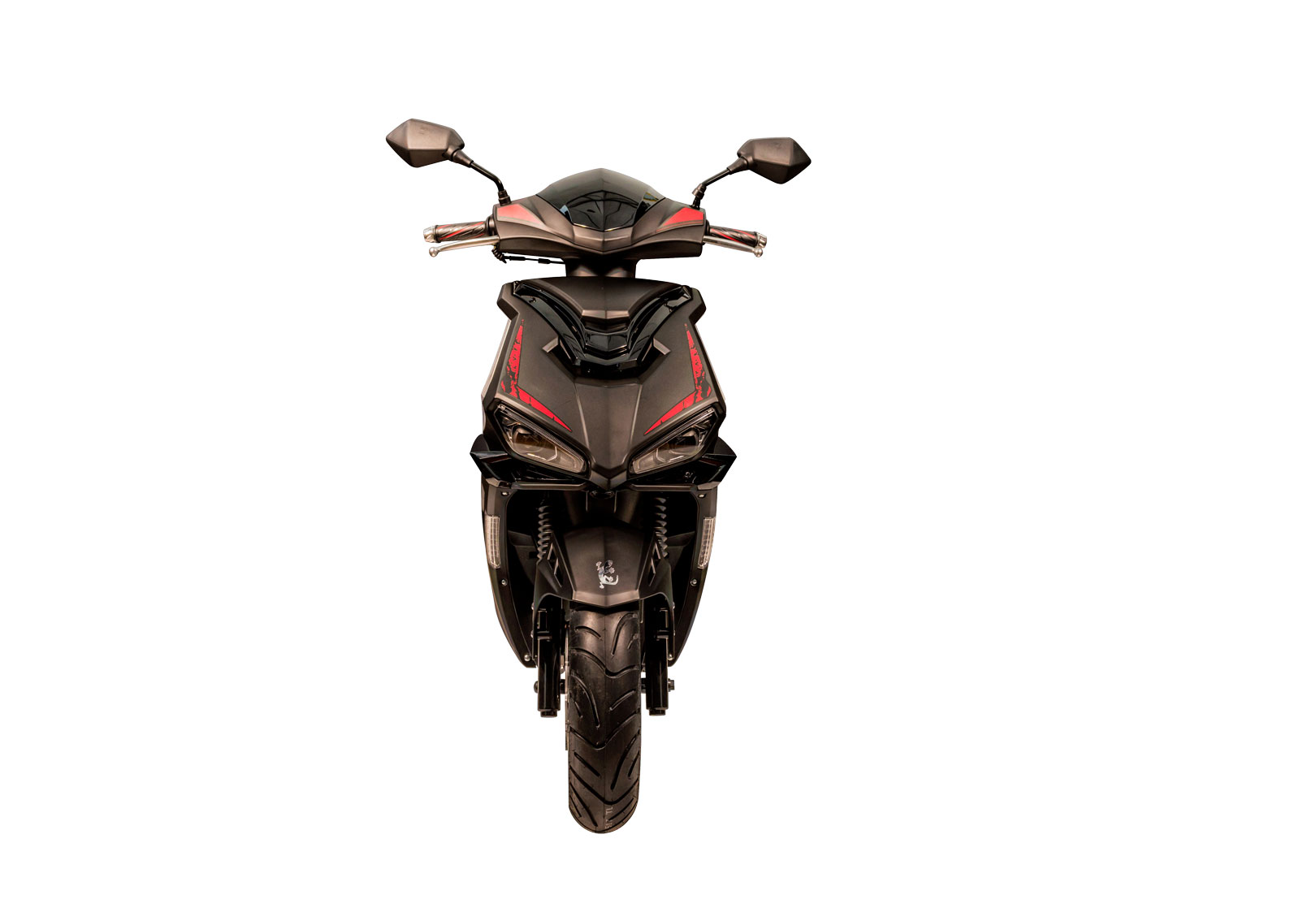 Vue 360° Scooter 50cc ECCHO FAST BLACK II noir mat et rouge 